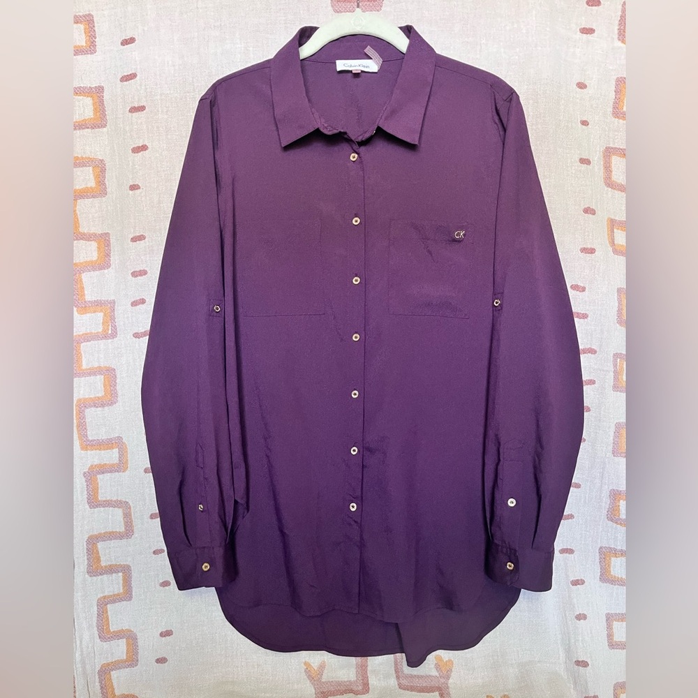 Calvin Klein Purple Button Down Blouse